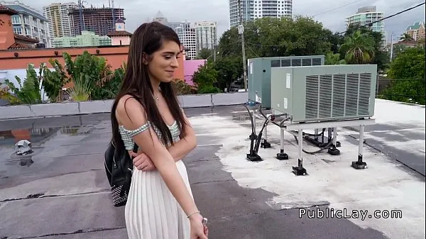 Se American student sucks on the roof top pov energifilm