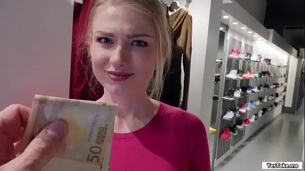Russian sales attendant sucks dick in the fitting room for a grand