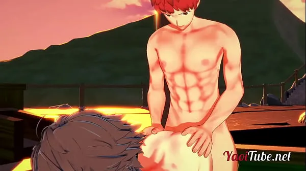 Watch Fate Yaoi - Shirou & Sieg Having Sex in a Onsen. Blowjob and Bareback Anal with creampie and cums in his mouth 2/2 energy Movies