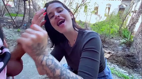 Watch Sucking in public outdoors near people and getting hot sticky cum in her mouth energy Movies